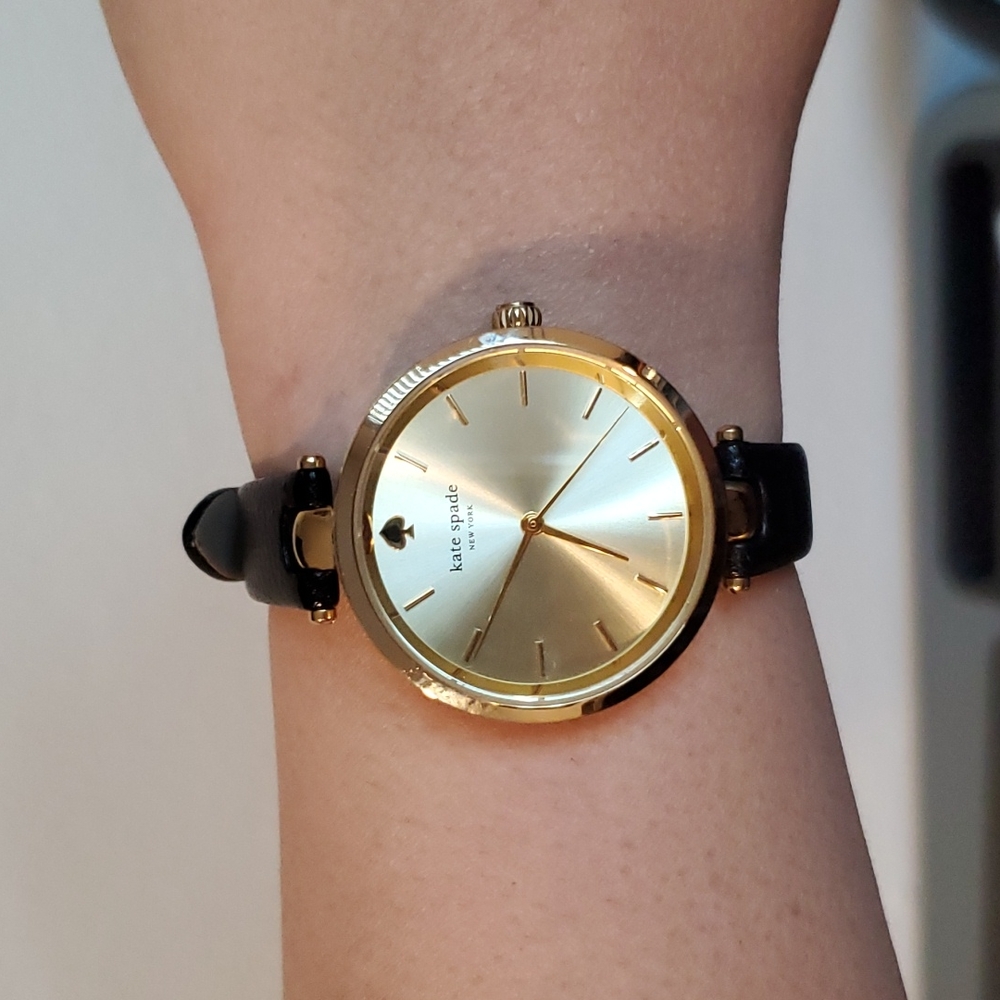 Kate Spade Women's Black & Gold Leather Watch